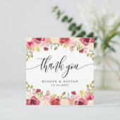 Burgundy Merlot Floral Weddenschap Hartelijk dank Bedankkaart (Staand voorkant)