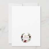 Burgundy Merlot & Navy Blue Floral Boms Weddenscha Kaart (Achterkant)