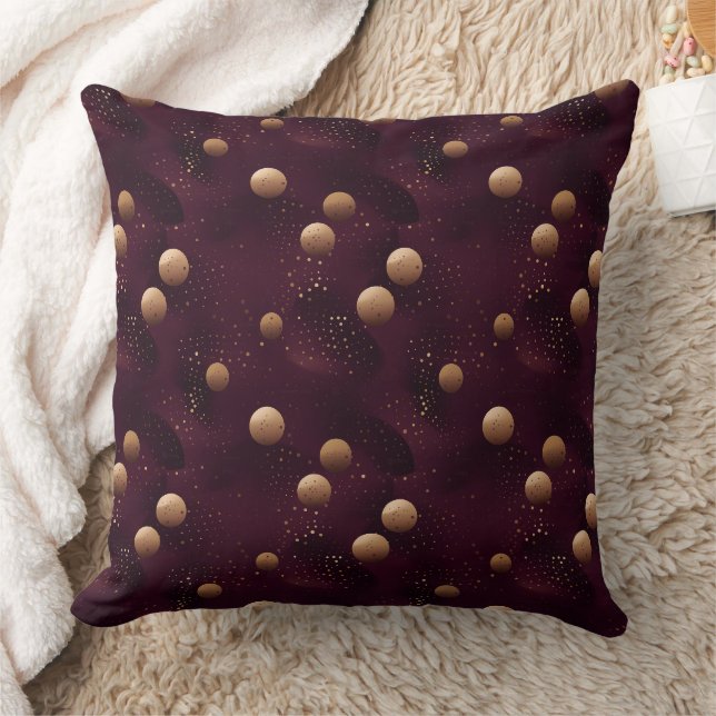 burgundy met gouden stippenpatroon kussen (Deken)