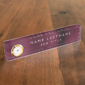 Burgundy Metallic Corporate Custom Professional Naambordje (Zijkant)