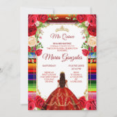 Burgundy Mexican Mis Quince Invitation Kaart (Voorkant)
