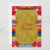 Burgundy Mexican Mis Quince Invitation Kaart (Achterkant)