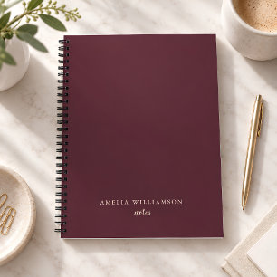Burgundy Minimaal Gepersonaliseerde Naam Elegant S Notitieboek