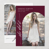 Burgundy Minimal dat ze de foto van de Afstuderen Kaart (Voorkant / Achterkant)