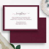 Burgundy Minimal Elegant Script Reception Wedding Informatiekaartje