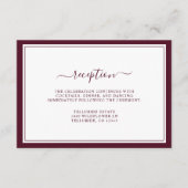 Burgundy Minimal Elegant Script Reception Wedding Informatiekaartje (Voorkant)
