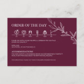 Burgundy Minimalist Boho Wedding Timeline Informatiekaartje (Voorkant)