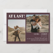 Burgundy minimalist: eindelijk 2 foto's verloving aankondiging (Voorkant)