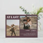 Burgundy minimalist: eindelijk 2 foto's verloving aankondiging (Staand voorkant)