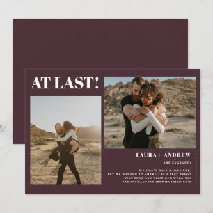 Burgundy minimalist: eindelijk 2 foto's verloving aankondiging