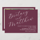 Burgundy Minimalist Foto Elegant Script Weduwschap Kaart (Voorkant / Achterkant)
