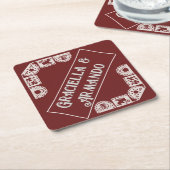 Burgundy Minimalist Paper Wedding Coasters Kartonnen Onderzetters (Schuin)