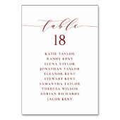 Burgundy Minimalist Script Wedding Seating Plan Kaart (Achterkant)
