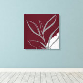 Burgundy Minimalist Waterverf Leaves Canvas Afdruk (Insitu (Houten vloer))