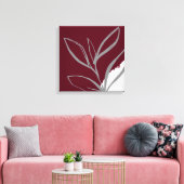 Burgundy Minimalist Waterverf Leaves Canvas Afdruk (Insitu (Woonkamer))