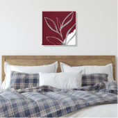 Burgundy Minimalist Waterverf Leaves Canvas Afdruk (Insitu (Slaapkamer))