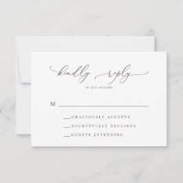 Burgundy Minimalist Wedding RSVP Kaart