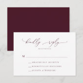Burgundy Minimalist Wedding RSVP Kaart (Voorkant / Achterkant)