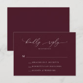 Burgundy Minimalist Wedding RSVP Kaart (Voorkant / Achterkant)