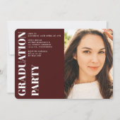 Burgundy minimalistisch modern afstuderen van 3 fo kaart (Achterkant)