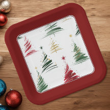 Burgundy Minimalistische Kerstboom All-Over Print