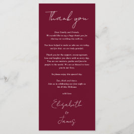 Burgundy Minimalistische Trouwkaart Menu