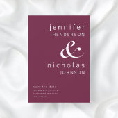 Burgundy Modern Ampersand Typography Wedding Save The Date