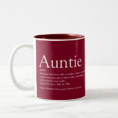 Burgundy Modern Best Ever tante Definition Tweekleurige Koffiemok (Links)
