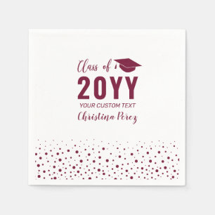 Burgundy Modern Confetti Afstudeerfeest Servet
