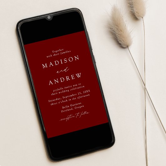 Burgundy Modern Elegance Wedding Kaart