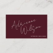 Burgundy Modern Elegant Signature Minimalist Photo Visitekaartje (Voorkant)