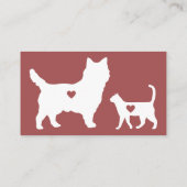 Burgundy Modern Formal Cat Dog Heart Pet Visitekaartje (Achterkant)