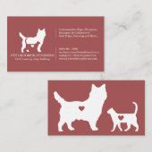 Burgundy Modern Formal Cat Dog Heart Pet Visitekaartje (Voorkant / Achterkant)