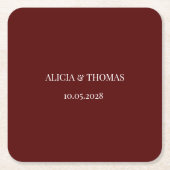 Burgundy Modern Initials Minimalist Wedding  Kartonnen Onderzetters (Voorkant)