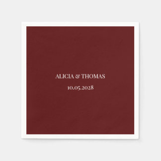 Burgundy Modern Initials Minimalist Wedding  Servet