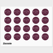Burgundy Modern Initials Monogram Wedding Ronde Sticker (Vel)