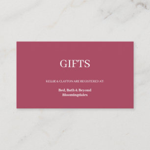 Burgundy Modern Minimalist Gift Registry Informatiekaartje