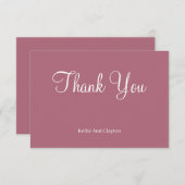 Burgundy Modern Minimalist Weddenschap Dank u wel (Voorkant / Achterkant)