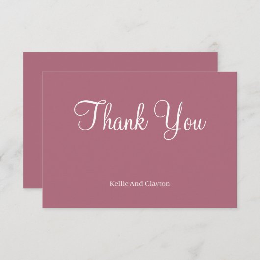 Burgundy Modern Minimalist Weddenschap Dank u wel  (Voorkant / Achterkant)