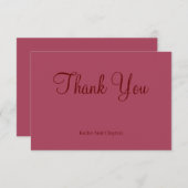 Burgundy Modern Minimalist Weddenschap Dank u wel  (Voorkant / Achterkant)