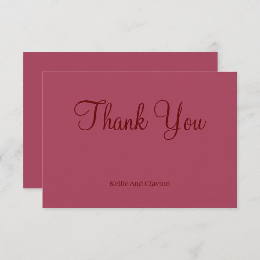 Burgundy Modern Minimalist Weddenschap Dank u wel  (Voorkant / Achterkant)
