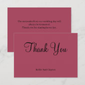 Burgundy Modern Minimalist Weddenschap Dank u wel  (Voorkant / Achterkant)