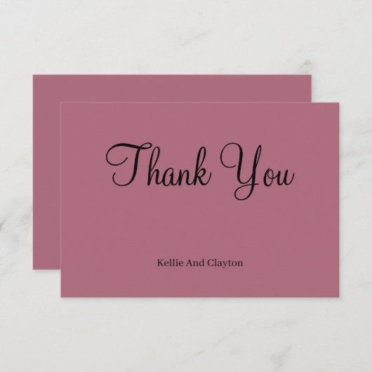 Burgundy Modern Minimalist Weddenschap Dank u wel  (Voorkant / Achterkant)