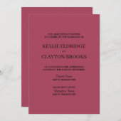 Burgundy Modern Minimalist Weddenschap Kaart (Voorkant / Achterkant)