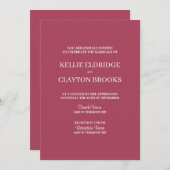 Burgundy Modern Minimalist Weddenschap Kaart (Voorkant / Achterkant)