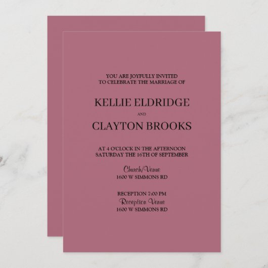 Burgundy Modern Minimalist Weddenschap Kaart (Voorkant / Achterkant)