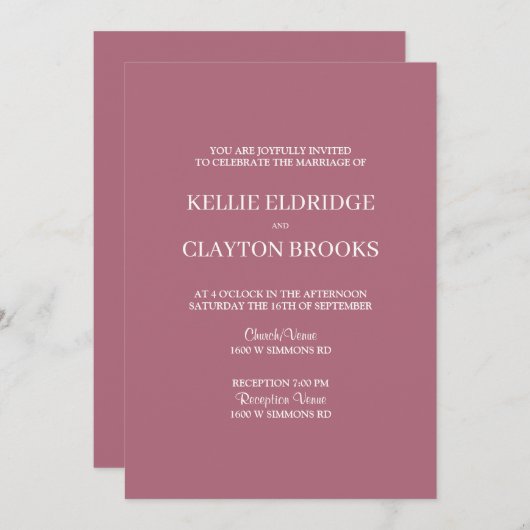 Burgundy Modern Minimalist Weddenschap Kaart (Voorkant / Achterkant)