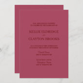 Burgundy Modern Minimalist Weddenschap Kaart (Voorkant / Achterkant)