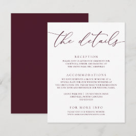 Burgundy Modern Minimalist Wedding Enclosure Kaart