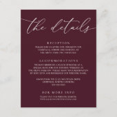 Burgundy Modern Minimalist Wedding Enclosure Kaart (Voorkant)